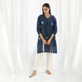 Polka Printed Navy Dress For Women | Minimal Smart Design |All Season Wear