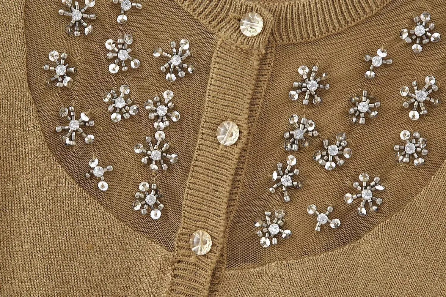 Pre-Order Chic Beaded Rhinestone Knitted Cardigan Sweater