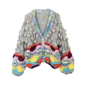 Pre Order:  Knitted V-Neck Loose Cardigan Sweater