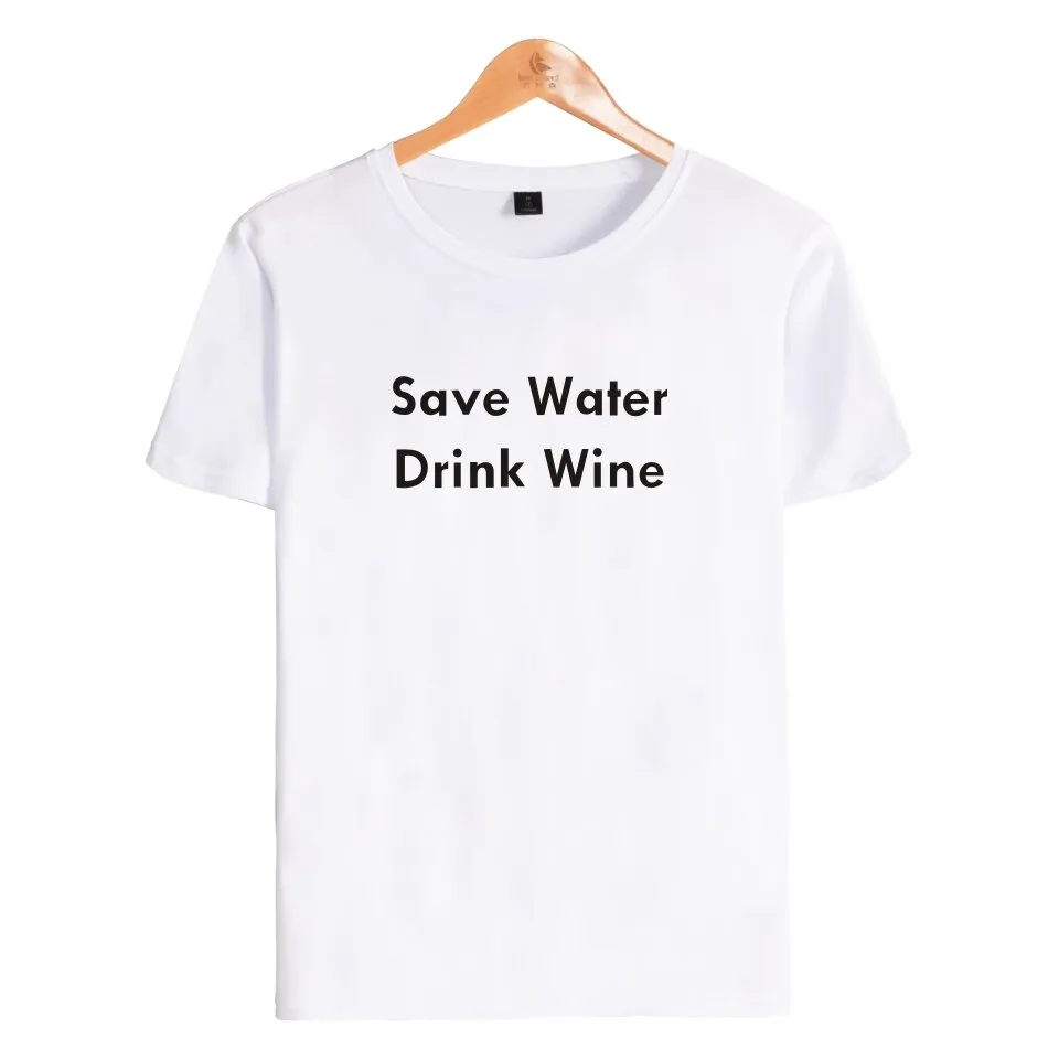 Save Water Drink Wine short t-shirt men clothes for Street Wear tshirt print in soft cotton tees Couple funny tshirt XXS-4XL