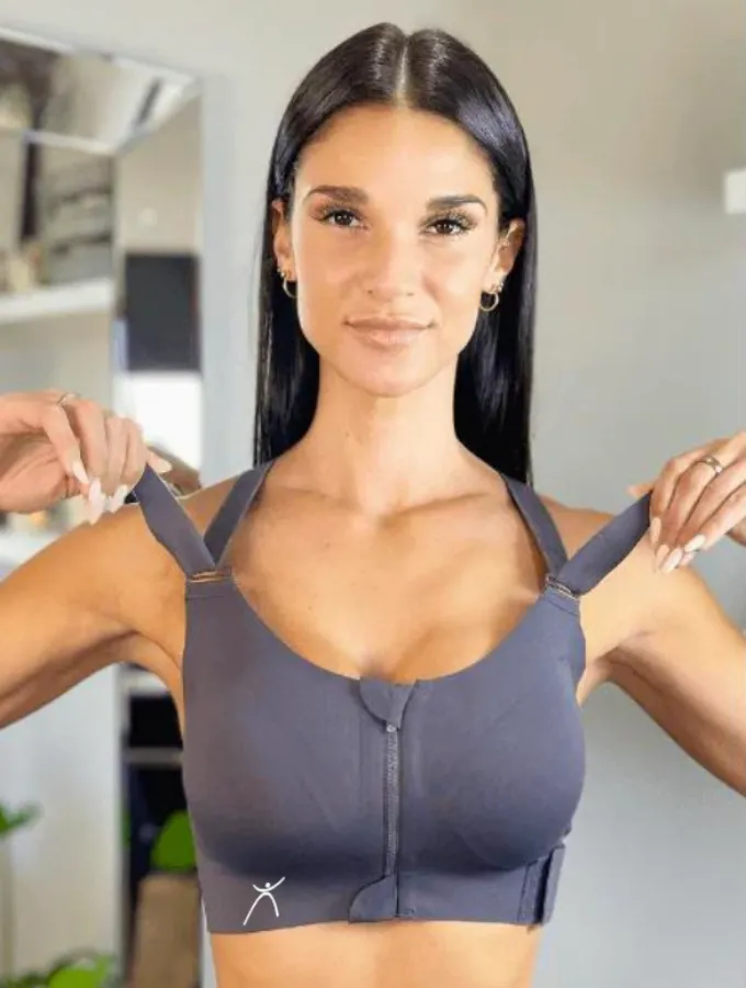SEAMLESS FLEXI MEDIUM IMPACT BRA - SLATE