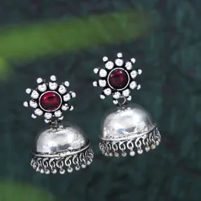Silver Plated Multi Coloured Jhumki Earrring