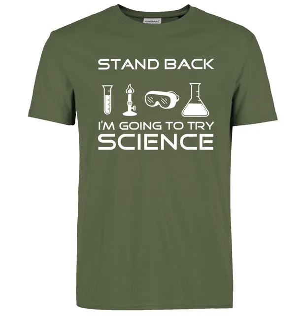 Stand Back I'm Going to Try Science Funny T-Shirt 2019 summer new fashion Streetwear Hip Hop tops tees Men Short Sleeve T shirts