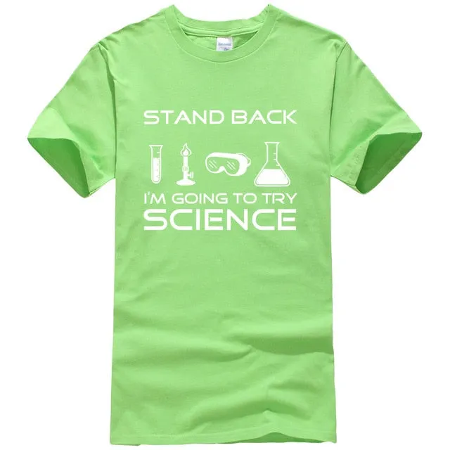 Stand Back I'm Going to Try Science Funny T-Shirt 2019 summer new fashion Streetwear Hip Hop tops tees Men Short Sleeve T shirts