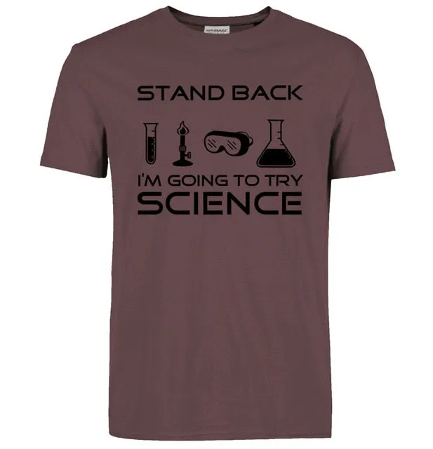 Stand Back I'm Going to Try Science Funny T-Shirt 2019 summer new fashion Streetwear Hip Hop tops tees Men Short Sleeve T shirts