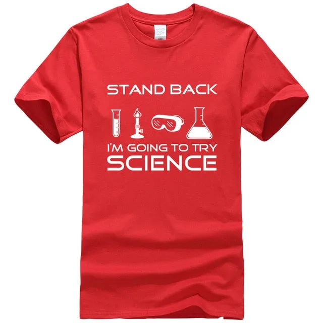 Stand Back I'm Going to Try Science Funny T-Shirt 2019 summer new fashion Streetwear Hip Hop tops tees Men Short Sleeve T shirts