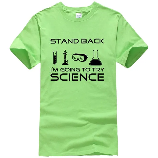 Stand Back I'm Going to Try Science Funny T-Shirt 2019 summer new fashion Streetwear Hip Hop tops tees Men Short Sleeve T shirts