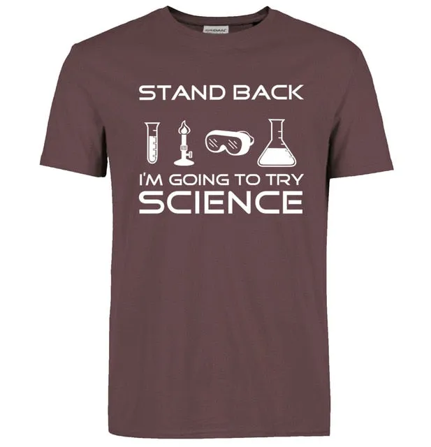 Stand Back I'm Going to Try Science Funny T-Shirt 2019 summer new fashion Streetwear Hip Hop tops tees Men Short Sleeve T shirts