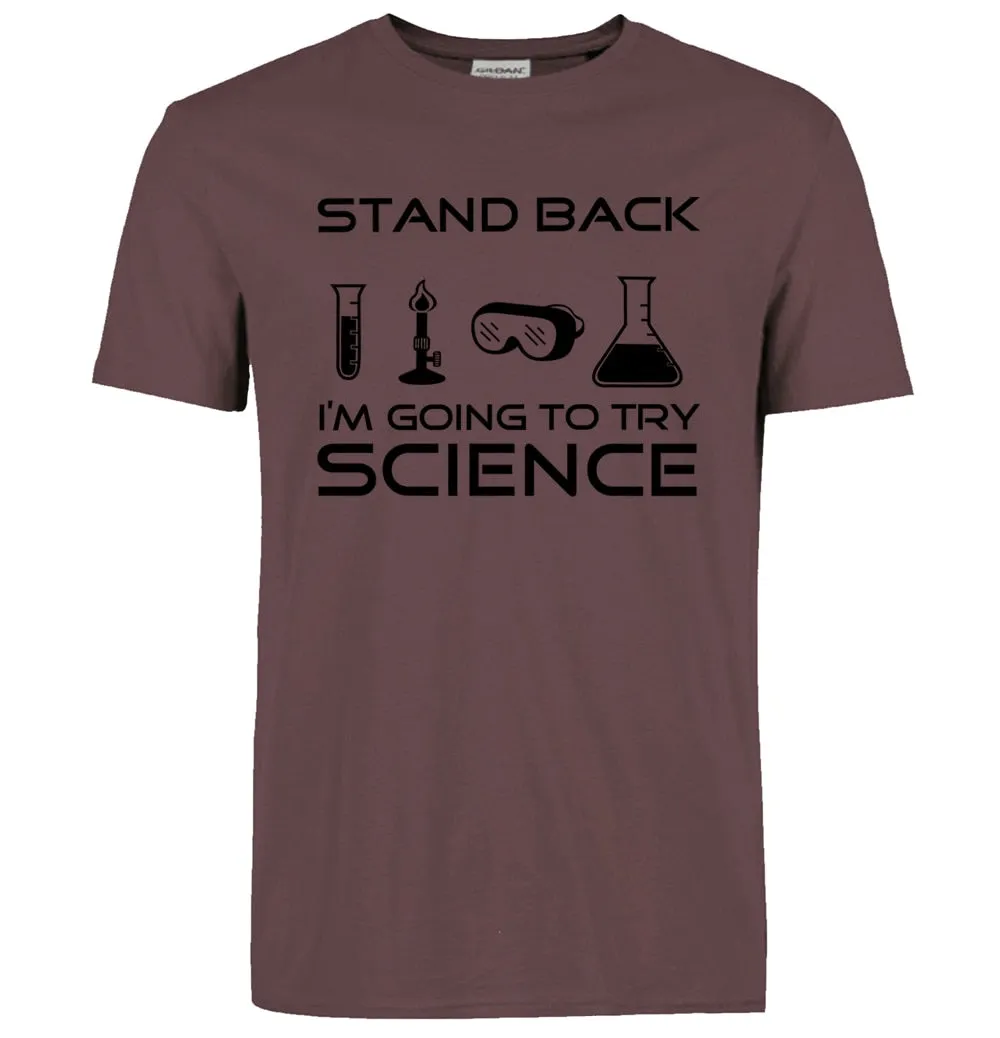 Stand Back I'm Going to Try Science Funny T-Shirt 2019 summer new fashion Streetwear Hip Hop tops tees Men Short Sleeve T shirts
