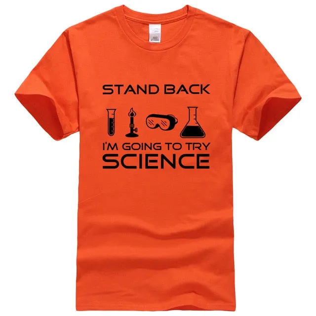 Stand Back I'm Going to Try Science Funny T-Shirt 2019 summer new fashion Streetwear Hip Hop tops tees Men Short Sleeve T shirts