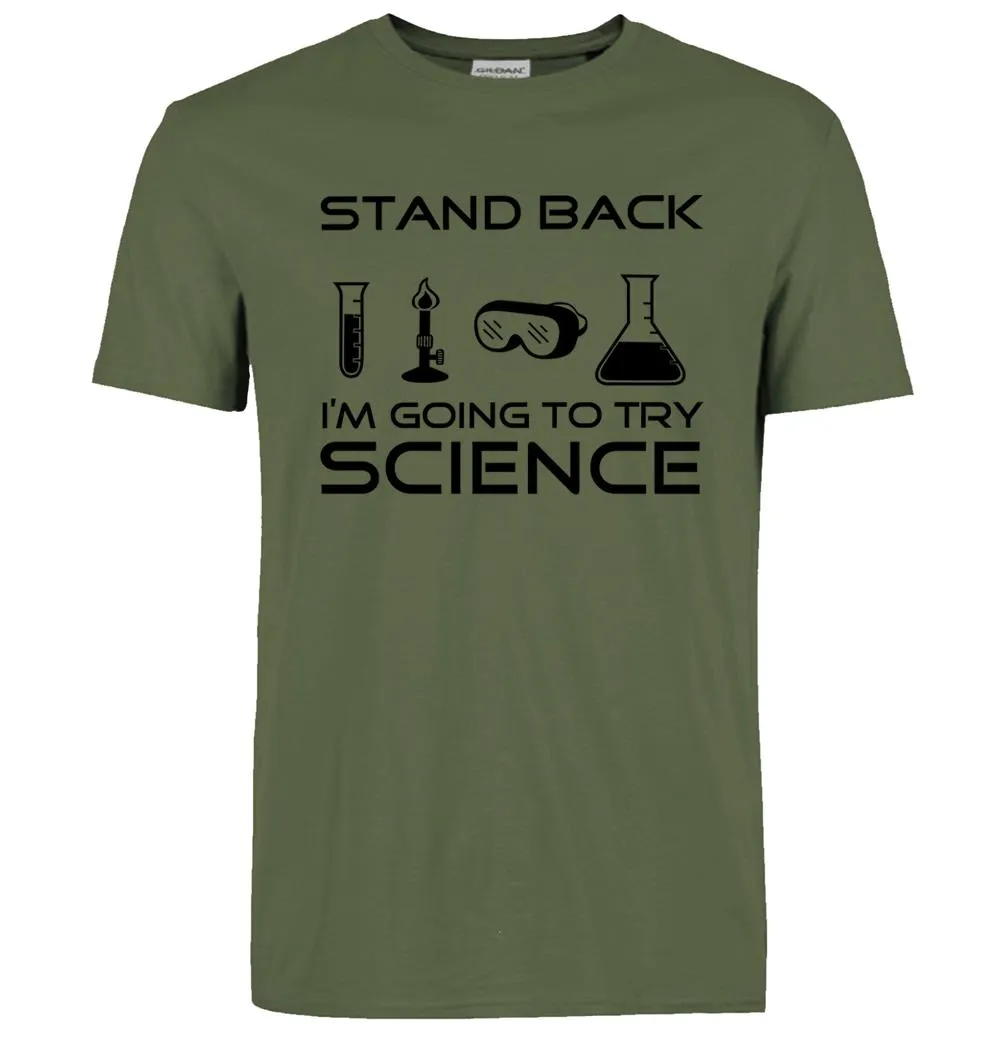 Stand Back I'm Going to Try Science Funny T-Shirt 2019 summer new fashion Streetwear Hip Hop tops tees Men Short Sleeve T shirts