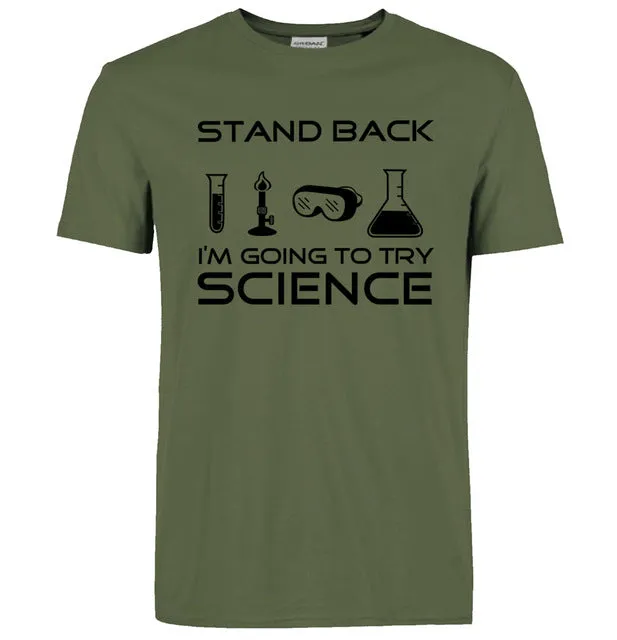Stand Back I'm Going to Try Science Funny T-Shirt 2019 summer new fashion Streetwear Hip Hop tops tees Men Short Sleeve T shirts