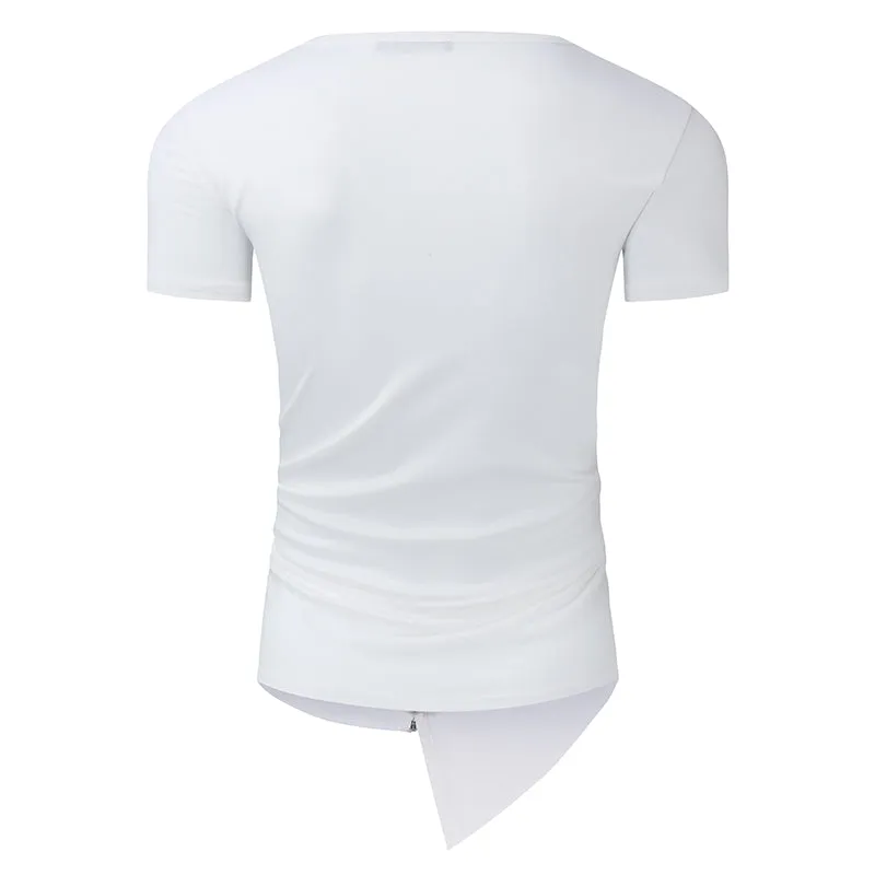 Streetwear Mens Muscle Tee T-Shirts Short Sleeve Men Tee Tops Crew Neck Irregular Hem Tshirt Male Fashion Tshirts Casual Hiphop