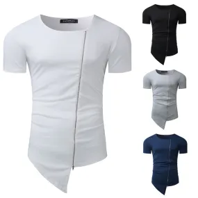Streetwear Mens Muscle Tee T-Shirts Short Sleeve Men Tee Tops Crew Neck Irregular Hem Tshirt Male Fashion Tshirts Casual Hiphop