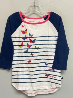 Tommy Hilfiger Size 7 Navy & Pink Butterflies Cotton Girls Tees/Polos/Tunics