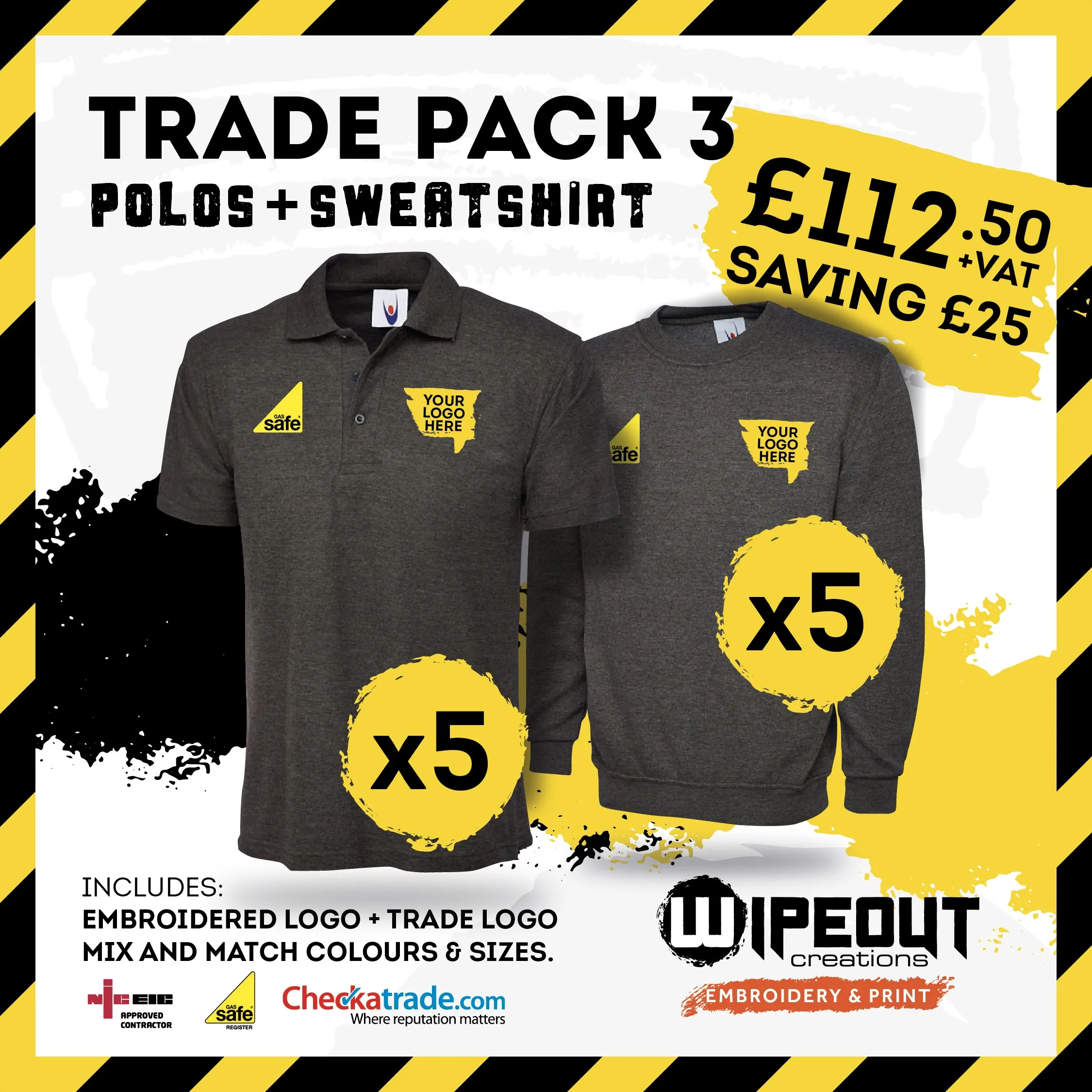 Trade Workwear x5 Polo Shirts & x5 Sweatshirts
