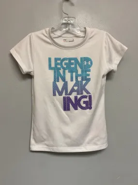 Under Armour Size 5 White Polyester Girls Tees/Polos/Tunics